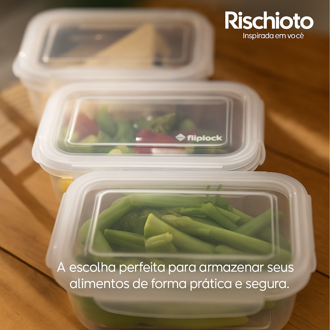 Pote Retangular Fliplock 1,4Lt Rischioto