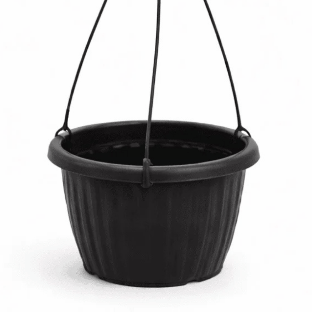 Vaso Redondo Canelado Preto com Alça 1,2L Ercaplast