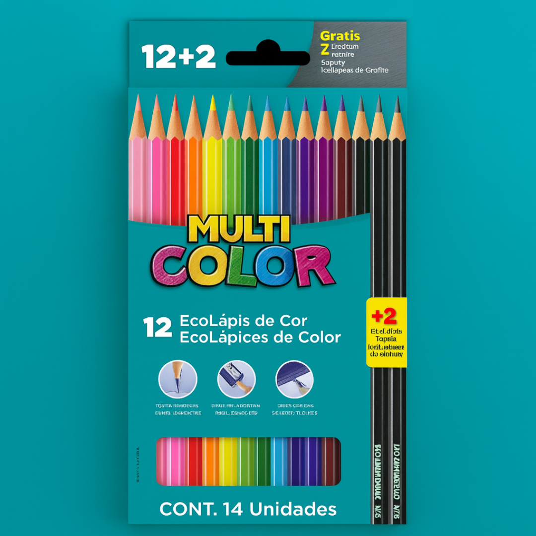 Multicolor Supert 12 Cores + 2 Lápis Grafite Faber