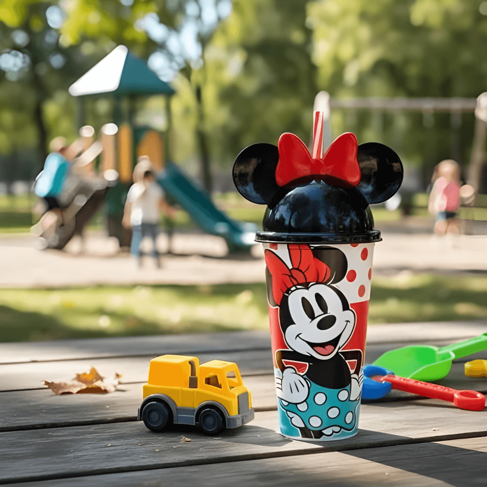 Copo Com Tampa E Canudo Orelha Minnie 500Ml Plasutil