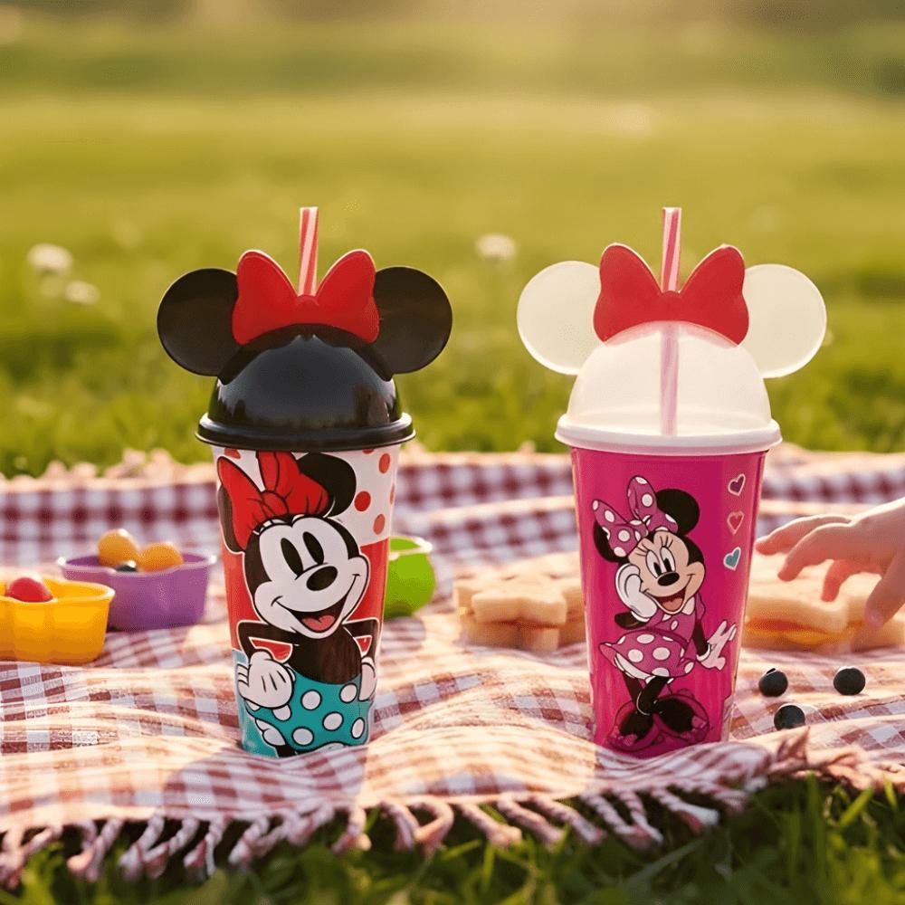 Copo Com Tampa E Canudo Orelha Minnie 500Ml Plasutil