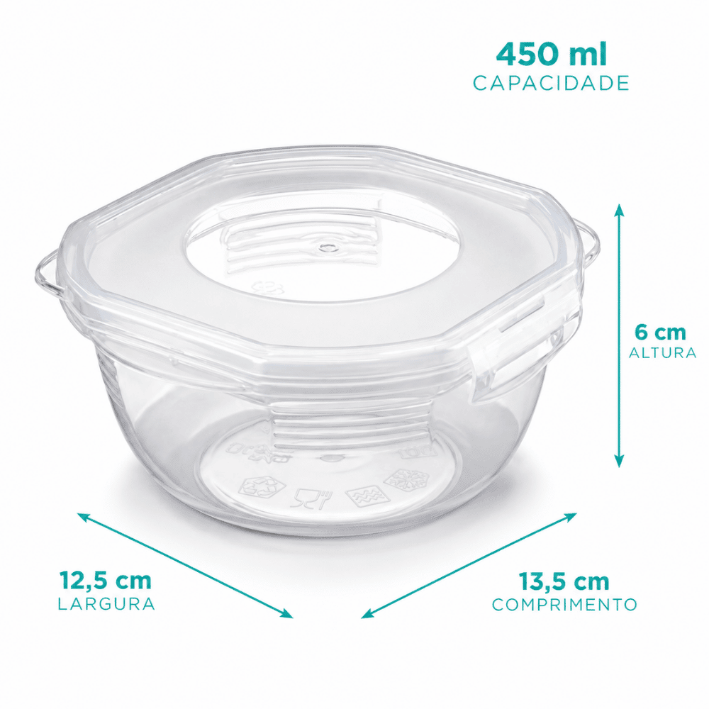 Pote Redondo Pequeno com Travas 450ml Nitron