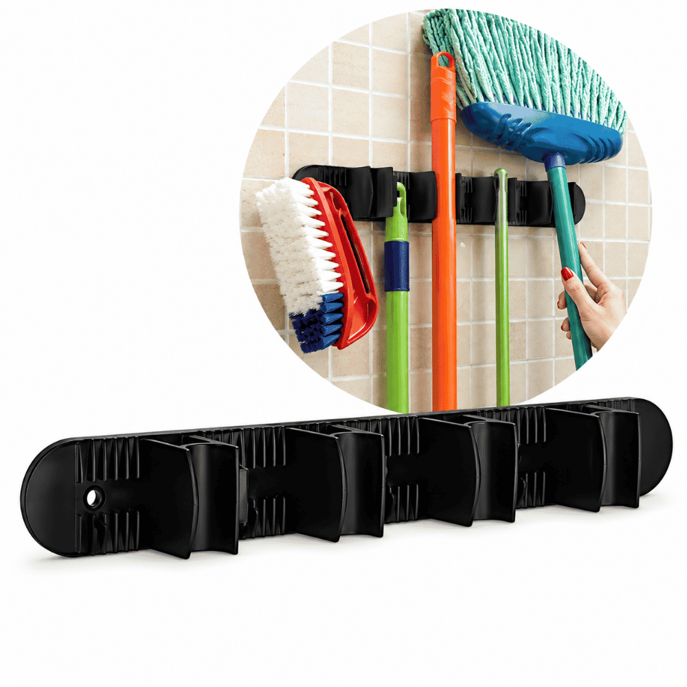 Porta Vassouras com 4 Encaixes Preto Nitron