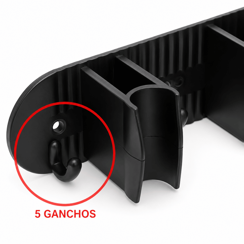 Porta Vassouras com 4 Encaixes Preto Nitron