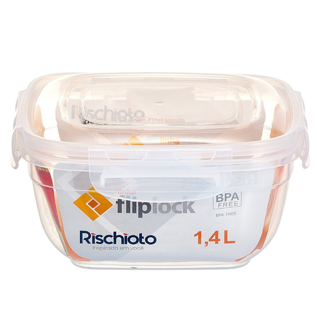 Pote Quadrado Fliplock 1,4Lt