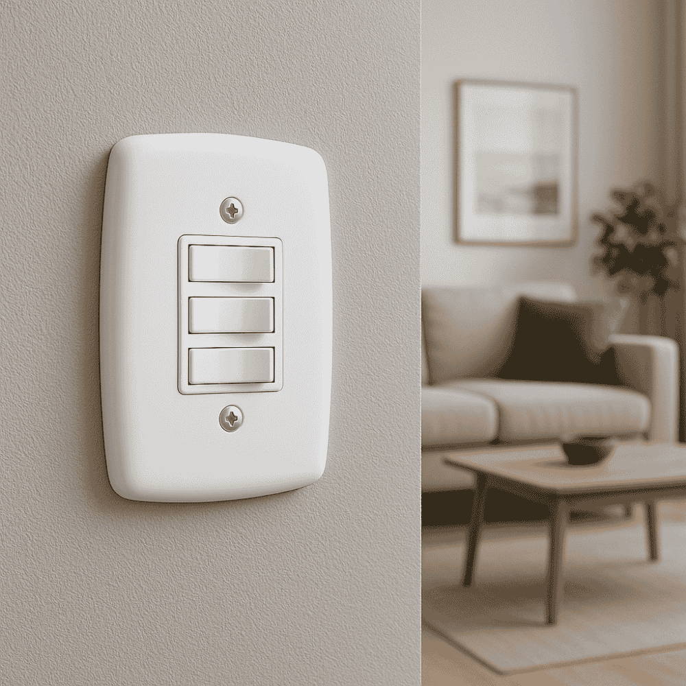 Interruptor 3 Teclas Branco Com Placa Pluzie