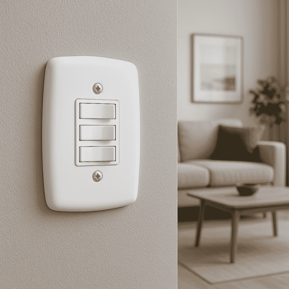 Interruptor 3 Teclas Branco Com Placa Pluzie