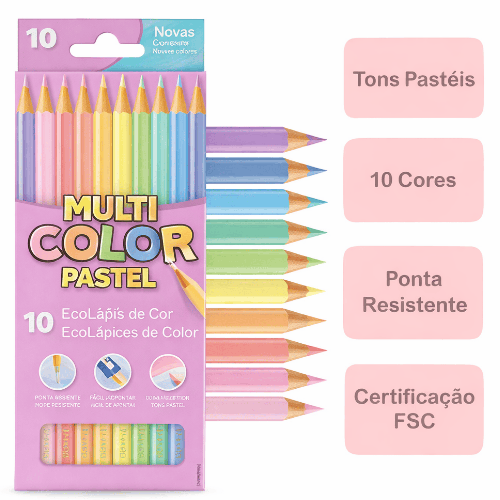 Ecolápis De Cor Pastel Multicolor 10 Cores Faber-Castell
