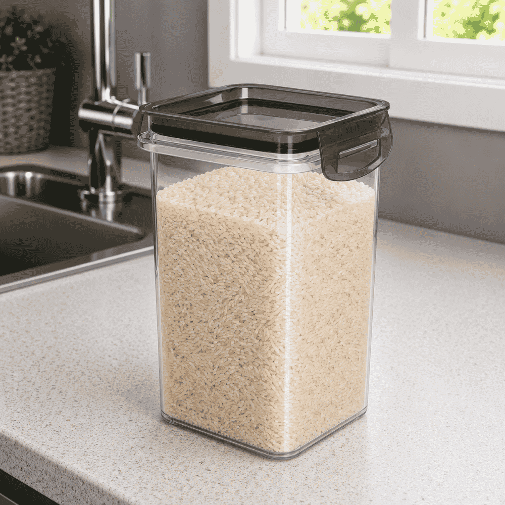 Porta Mantimentos Trava Mais Quadrado Cristal 830ml Plasútil