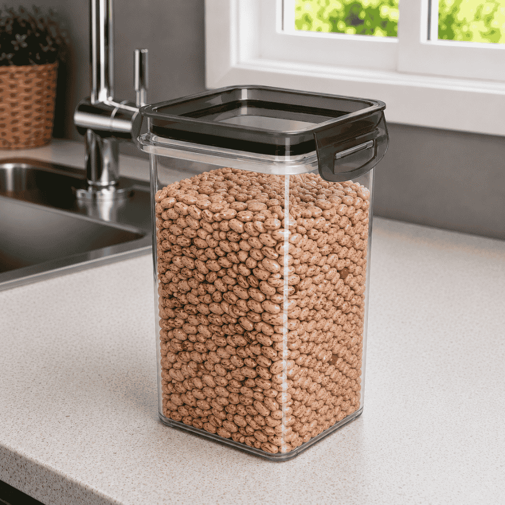 Porta Mantimentos Trava Mais Quadrado Cristal 830ml Plasútil