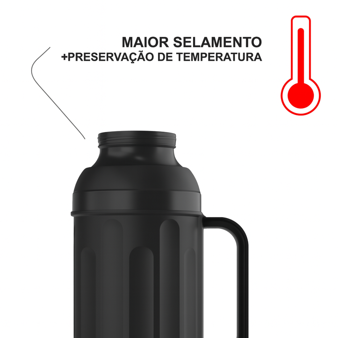 Garrafa Térmica Preta 1 Litro Personal Termolar