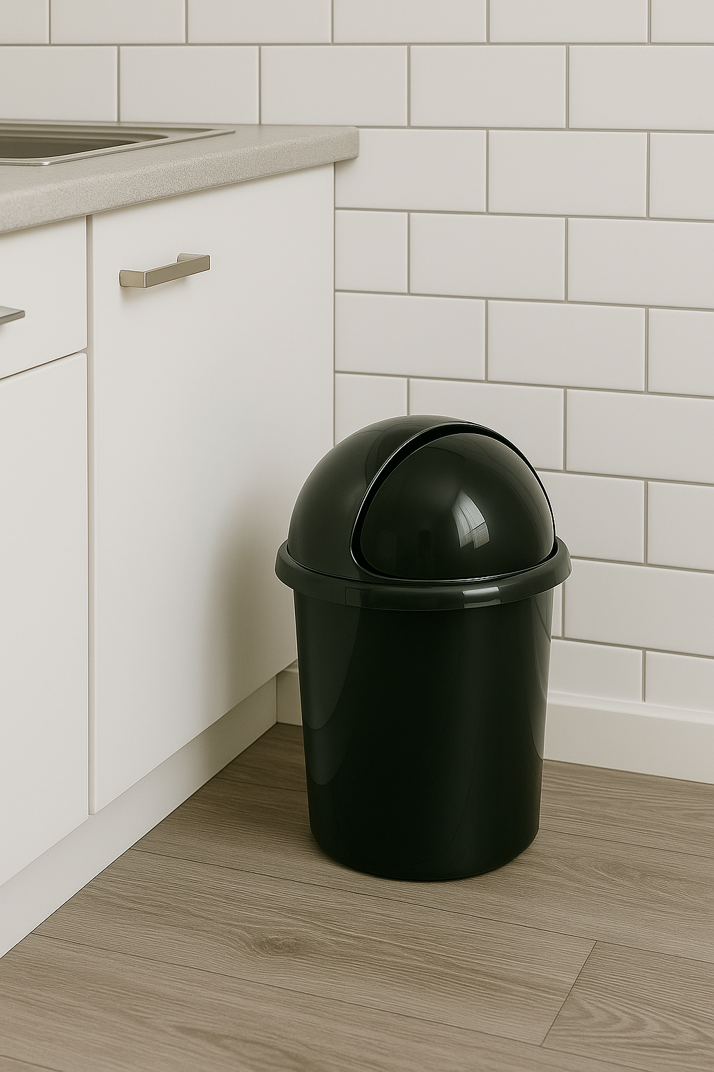 Lixeira Retratil 1,4 Litros Preto Plasvale