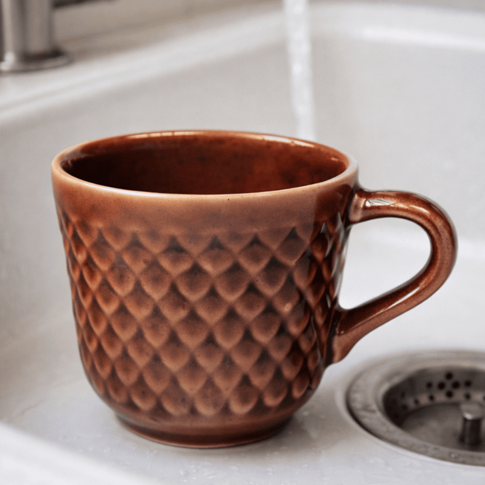 Xícara Café Relevo Cônica Marrom 65Ml Horacilio