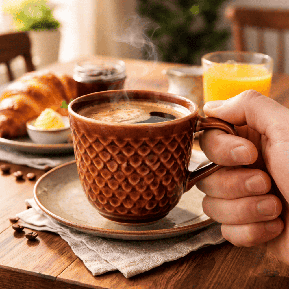 Xícara Café Relevo Cônica Marrom 65Ml Horacilio