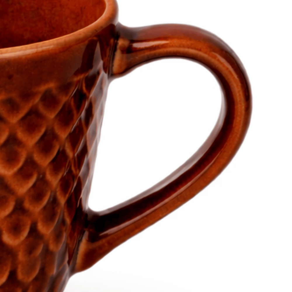 Xícara Café Relevo Cônica Marrom 65Ml Horacilio