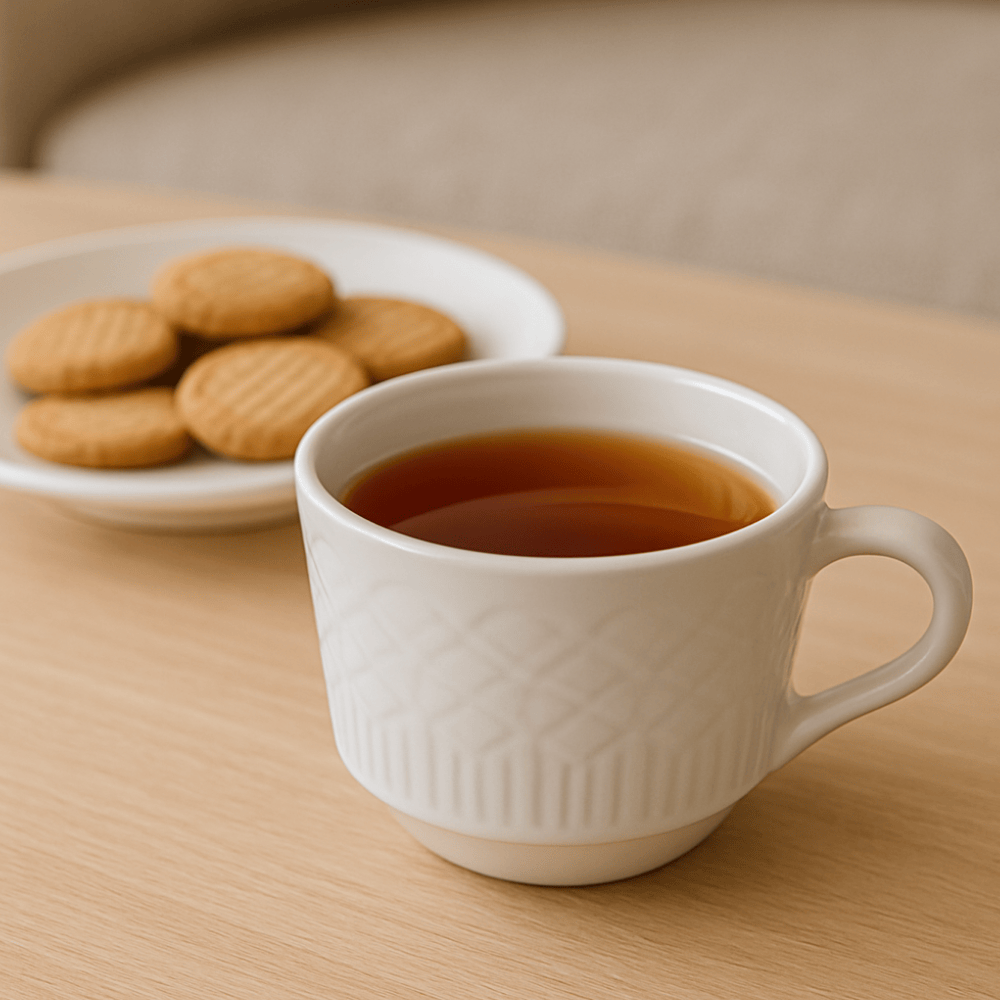 Xícara De Chá Relevo 90Ml Branca Horacilio