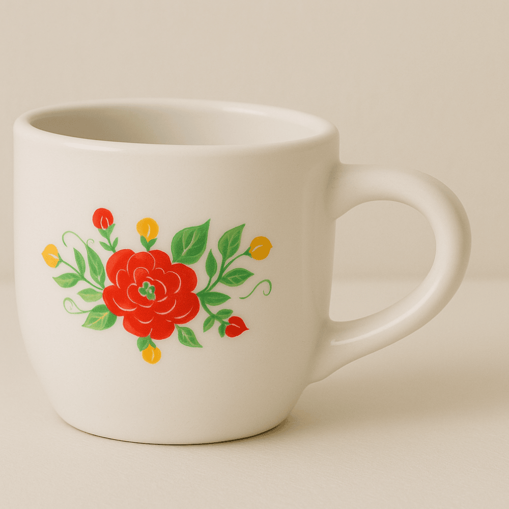 Xícara Café Lisa Branca Dec 50 ml Flor