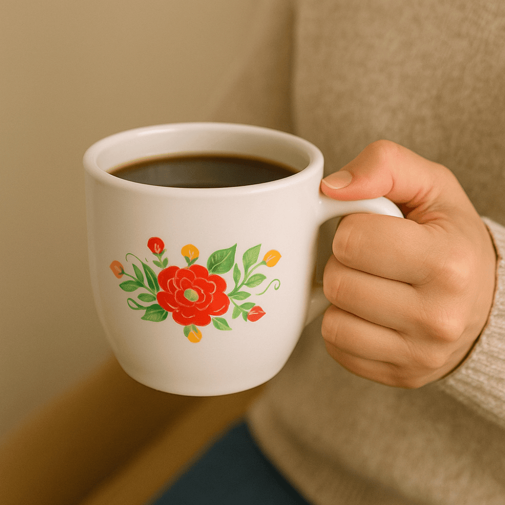 Xícara Café Lisa Branca Dec 50 ml Flor