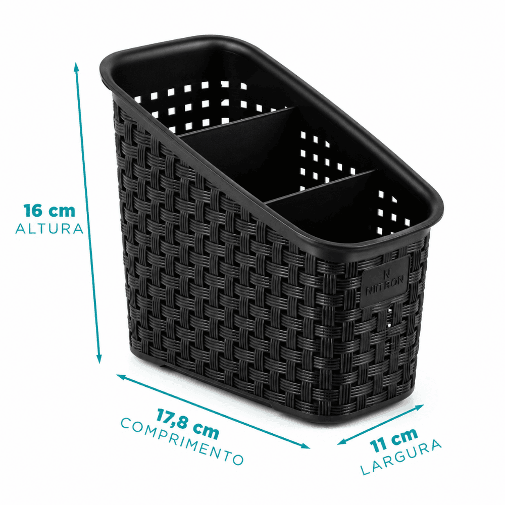 Organizador Multiuso Rattan Preto Nitron