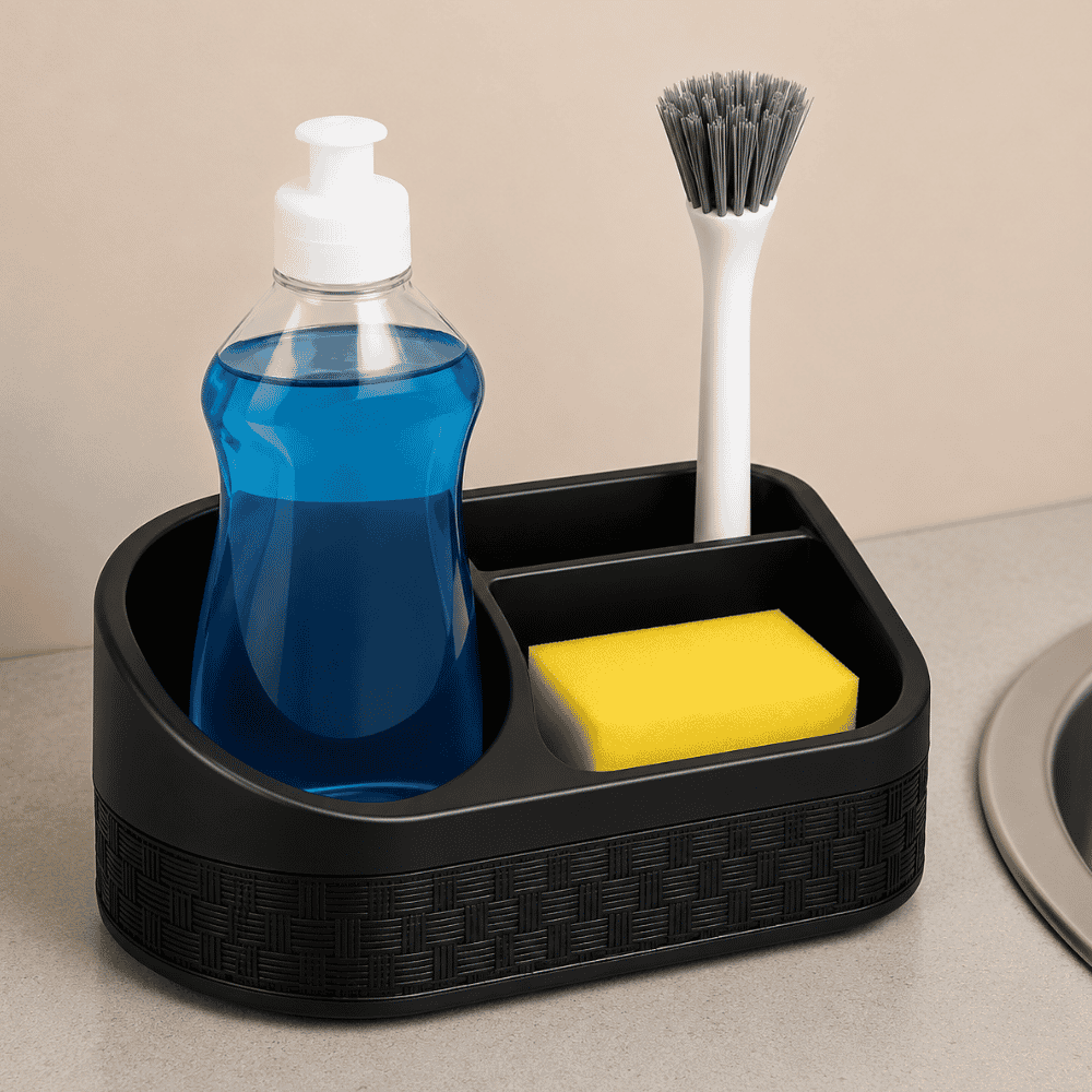 Porta Detergente Rattan com Base Preto Nitron