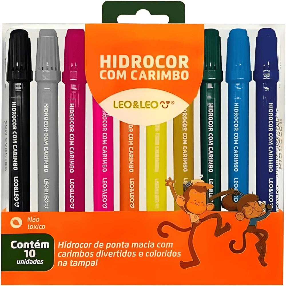 Hidrocor 10 Cores C/Carimbo