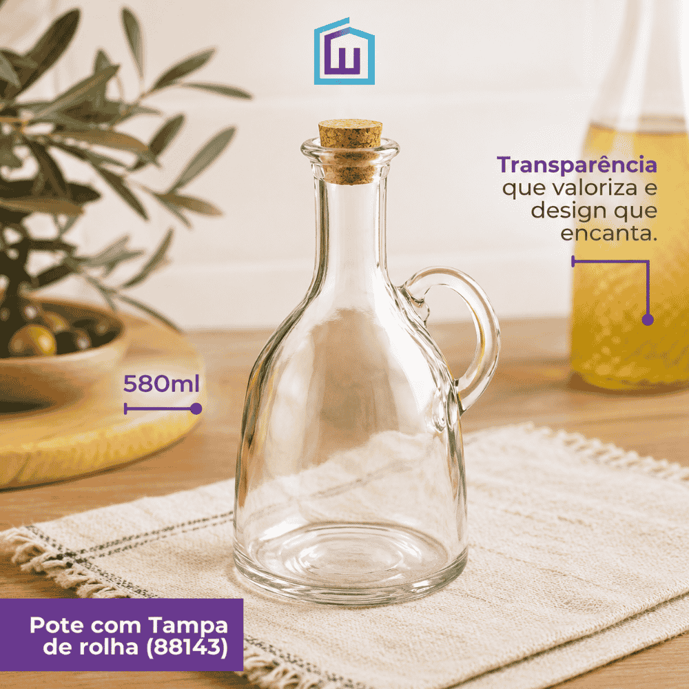 Galheteiro de Vidro com Tampa 580ml Coliseu