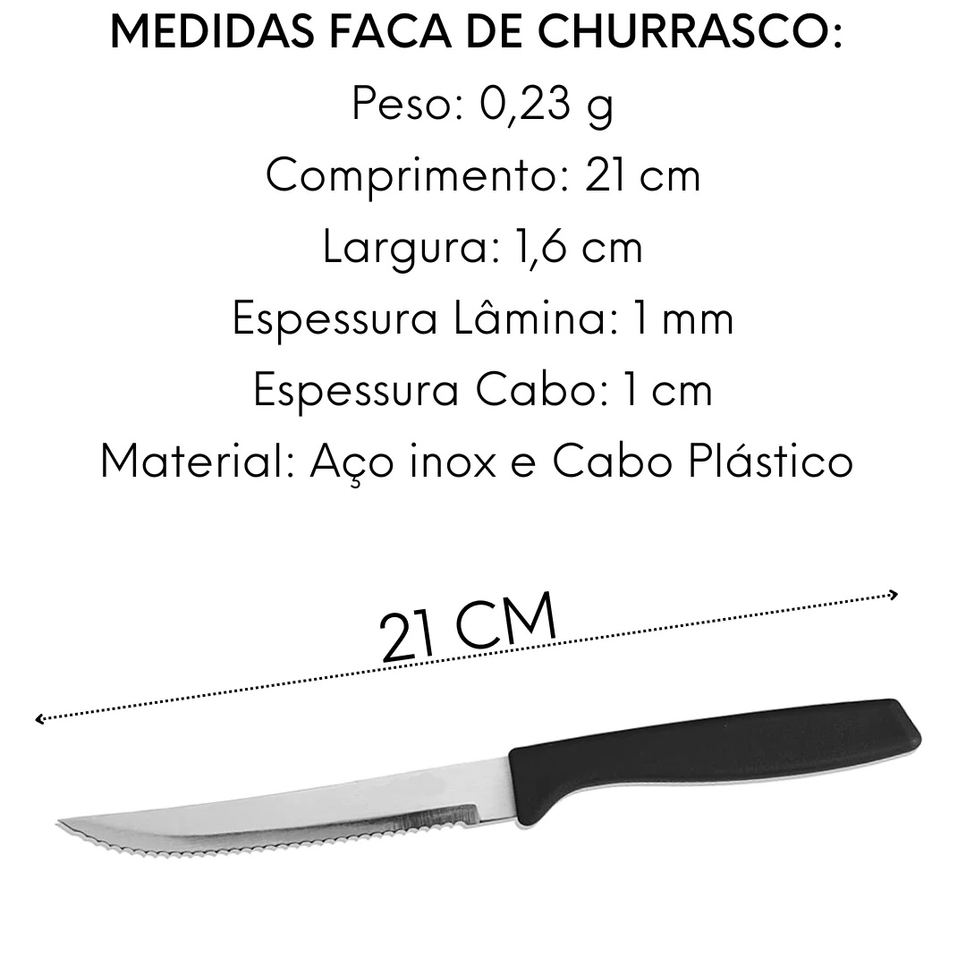 Faca De Churrasco Color Preto Original Line