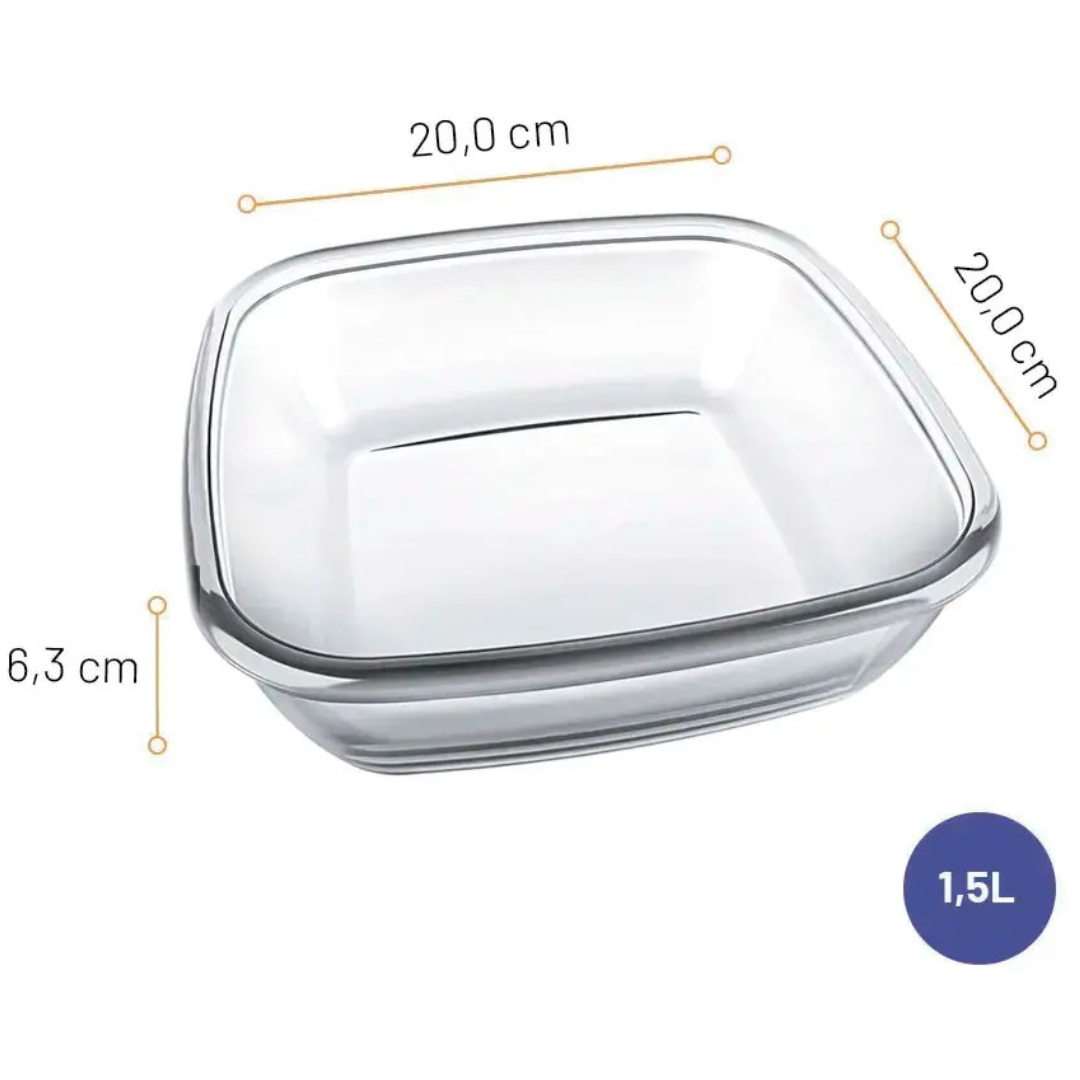 Assadeira Quadrada Com Tampa 1,5 Lt