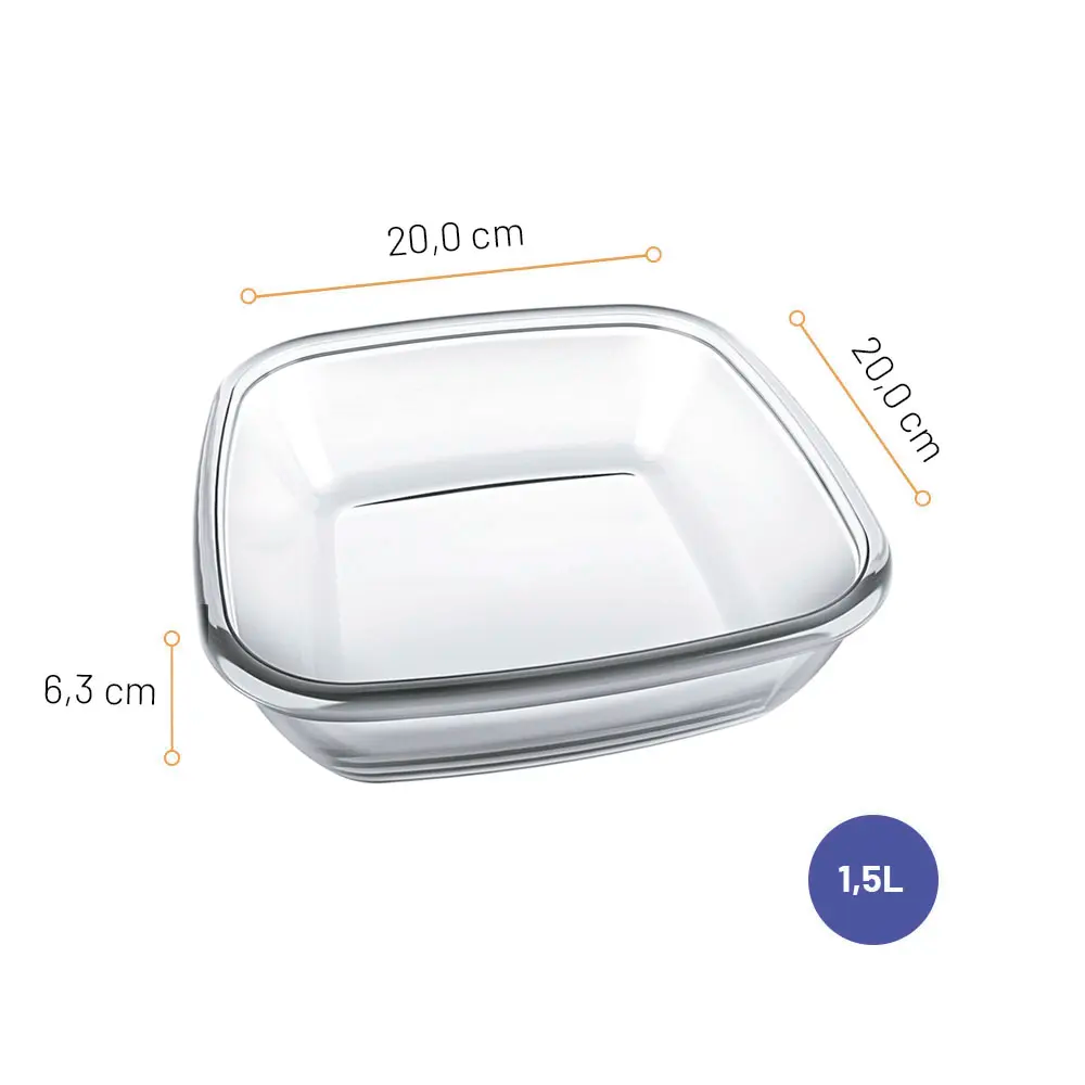 Assadeira Quadrada 1,5L Sem Tampa Nadir