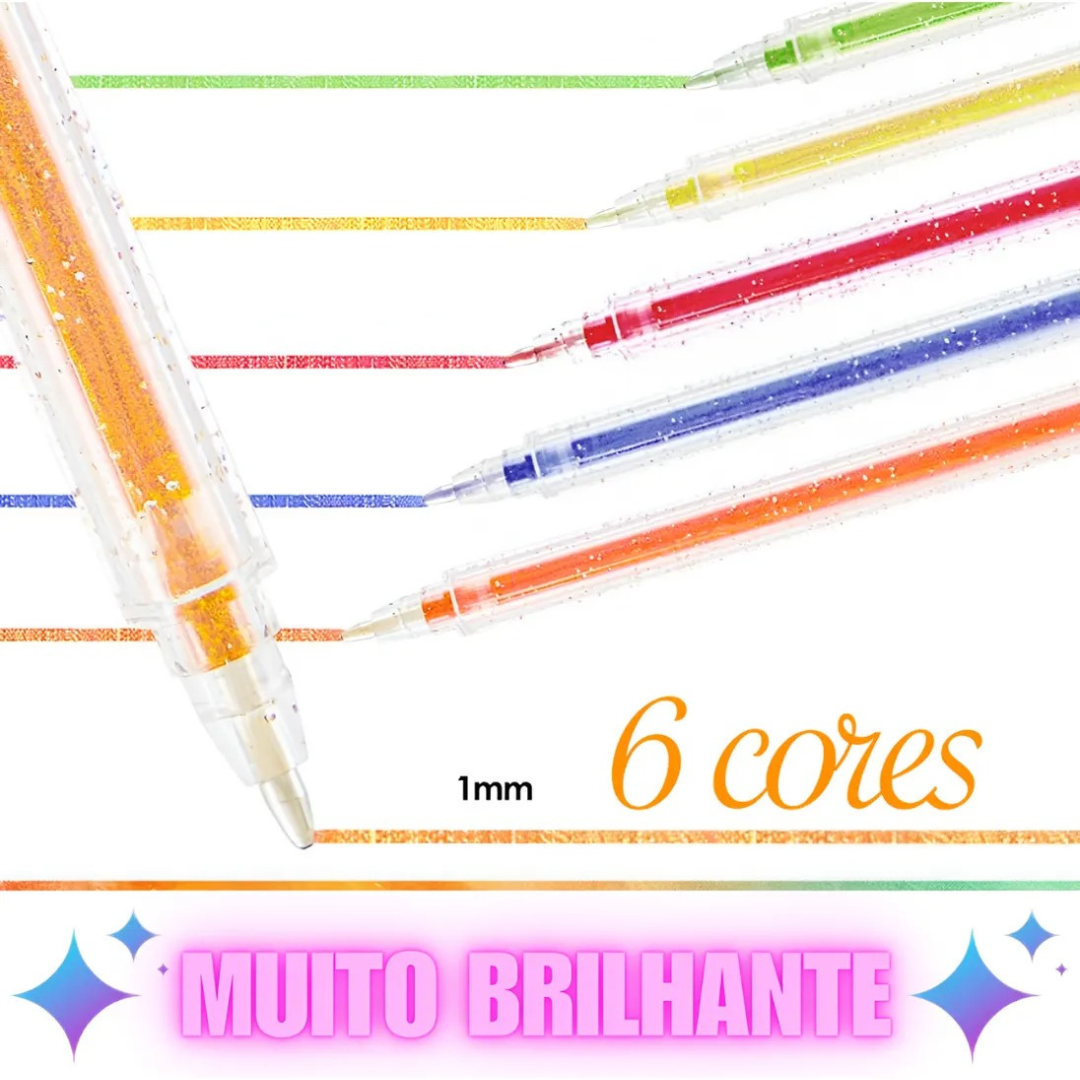 Caneta Gel Neon 1,0Mm 6Cores Lyke
