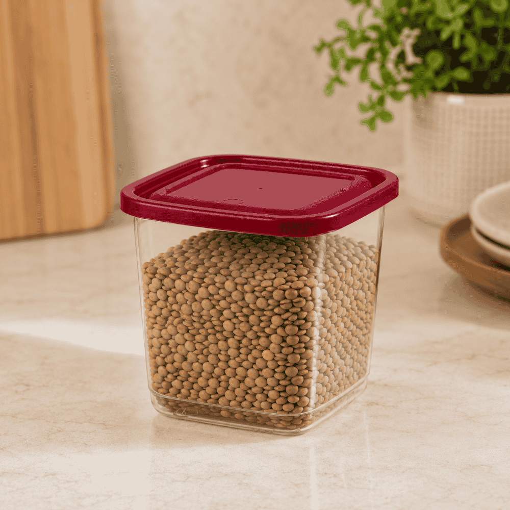 Pote para Mantimentos Quadrado 1,1 Litro Transparente Ercaplast
