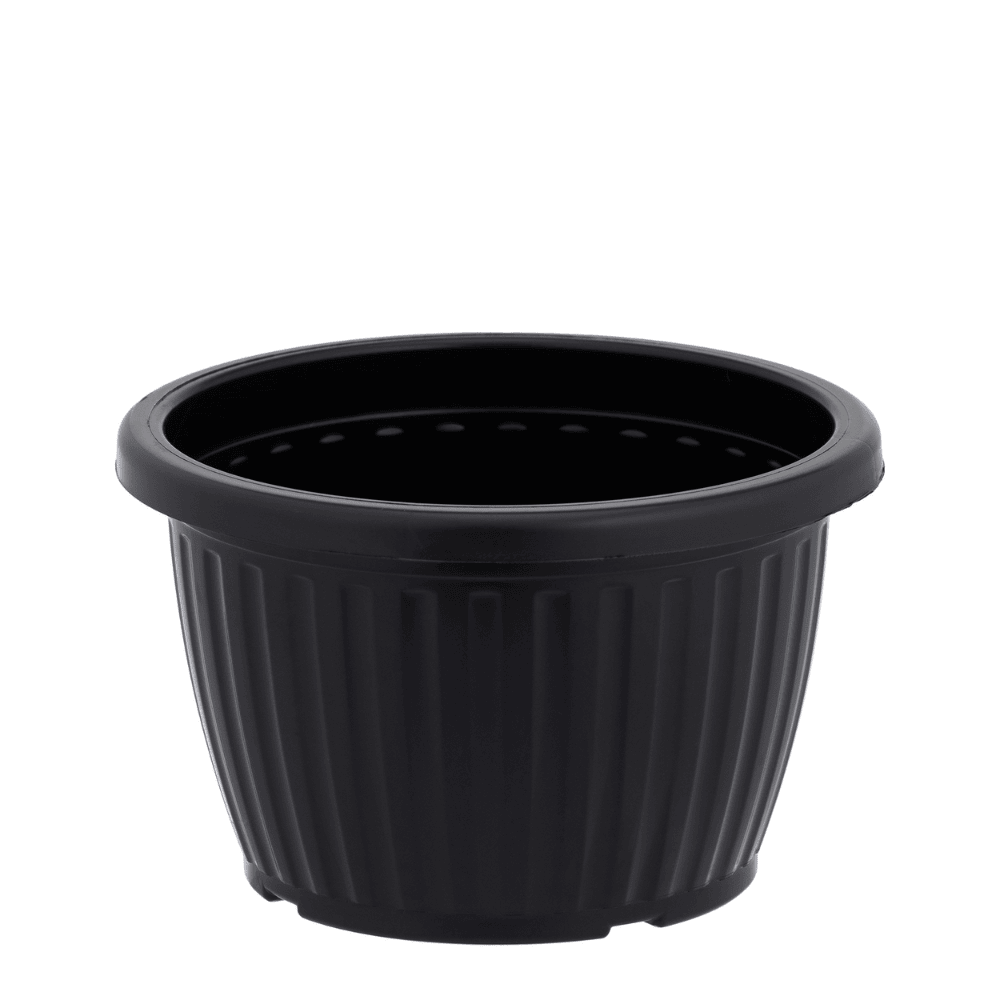 Vaso Redondo Canelado Preto 3L Ercaplast