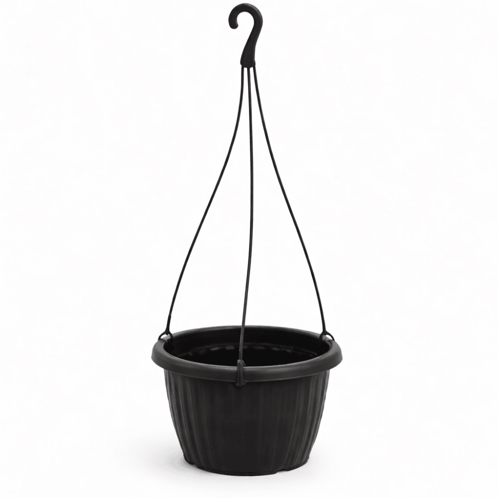 Vaso Redondo Canelado Preto Com Alça 6L Ercaplast