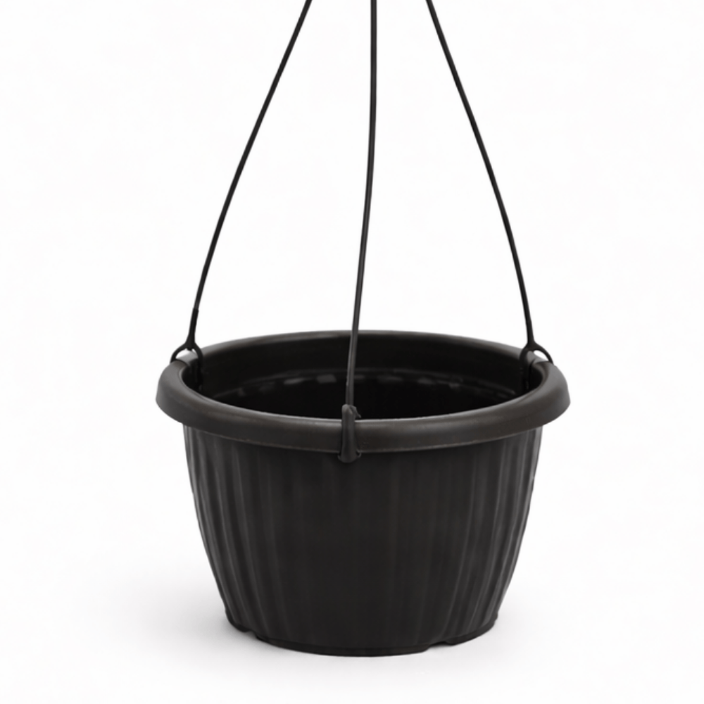 Vaso Redondo Canelado Preto Com Alça 6L Ercaplast