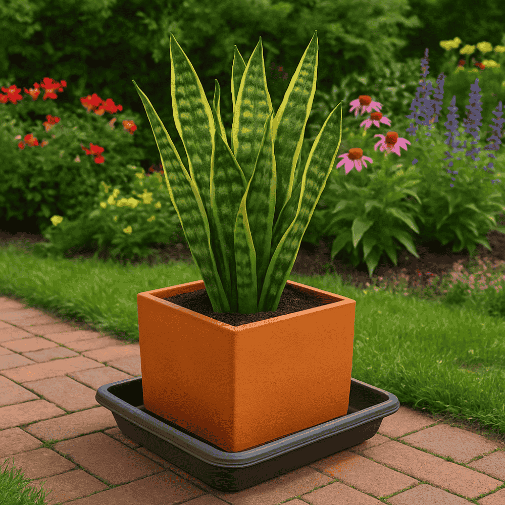 Prato Para Vaso Quadrado 20,5Cm Preto Ercaplast