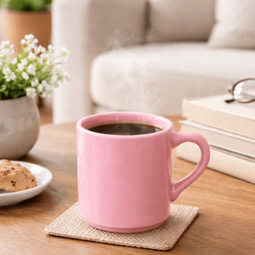 Xícara Café Canequinha Lisa Rosa  60Ml Horacilio