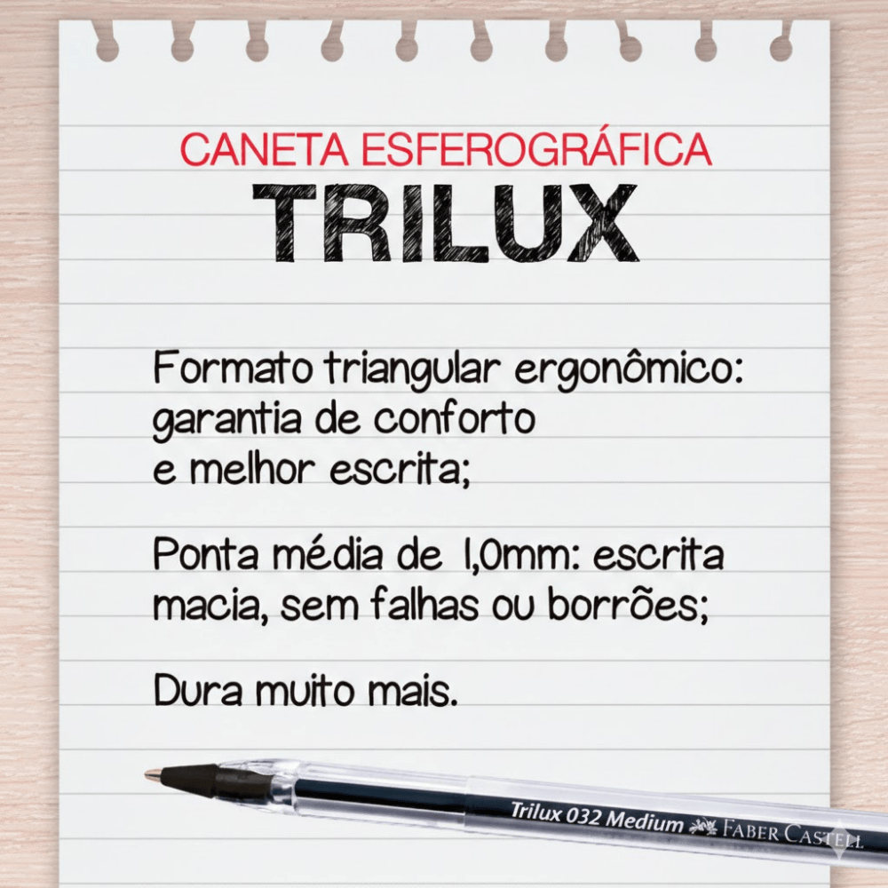 Caneta Esf Trilux Md Pt Faber Castell
