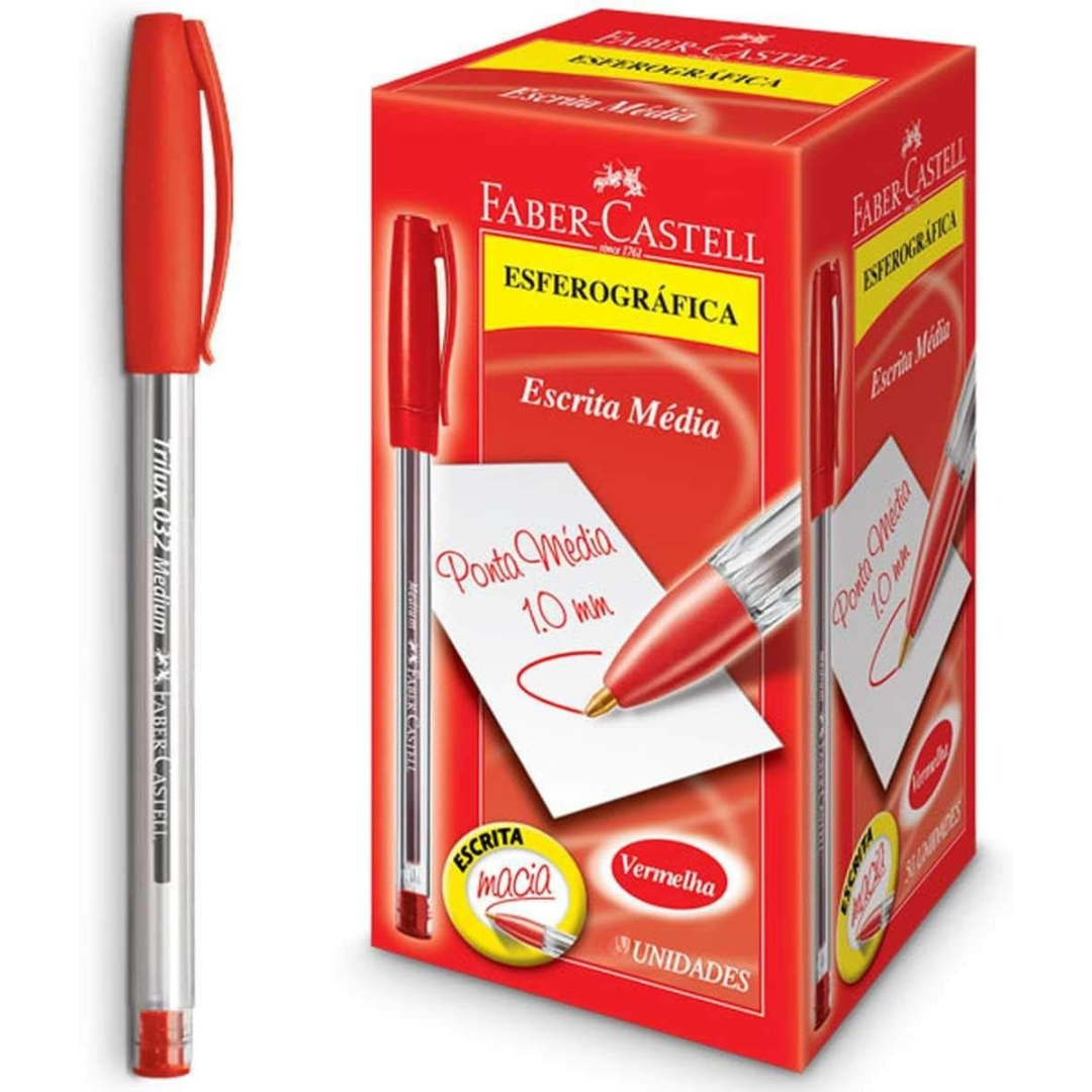 Caneta Esf Trilux Média Vermelha Faber Castell