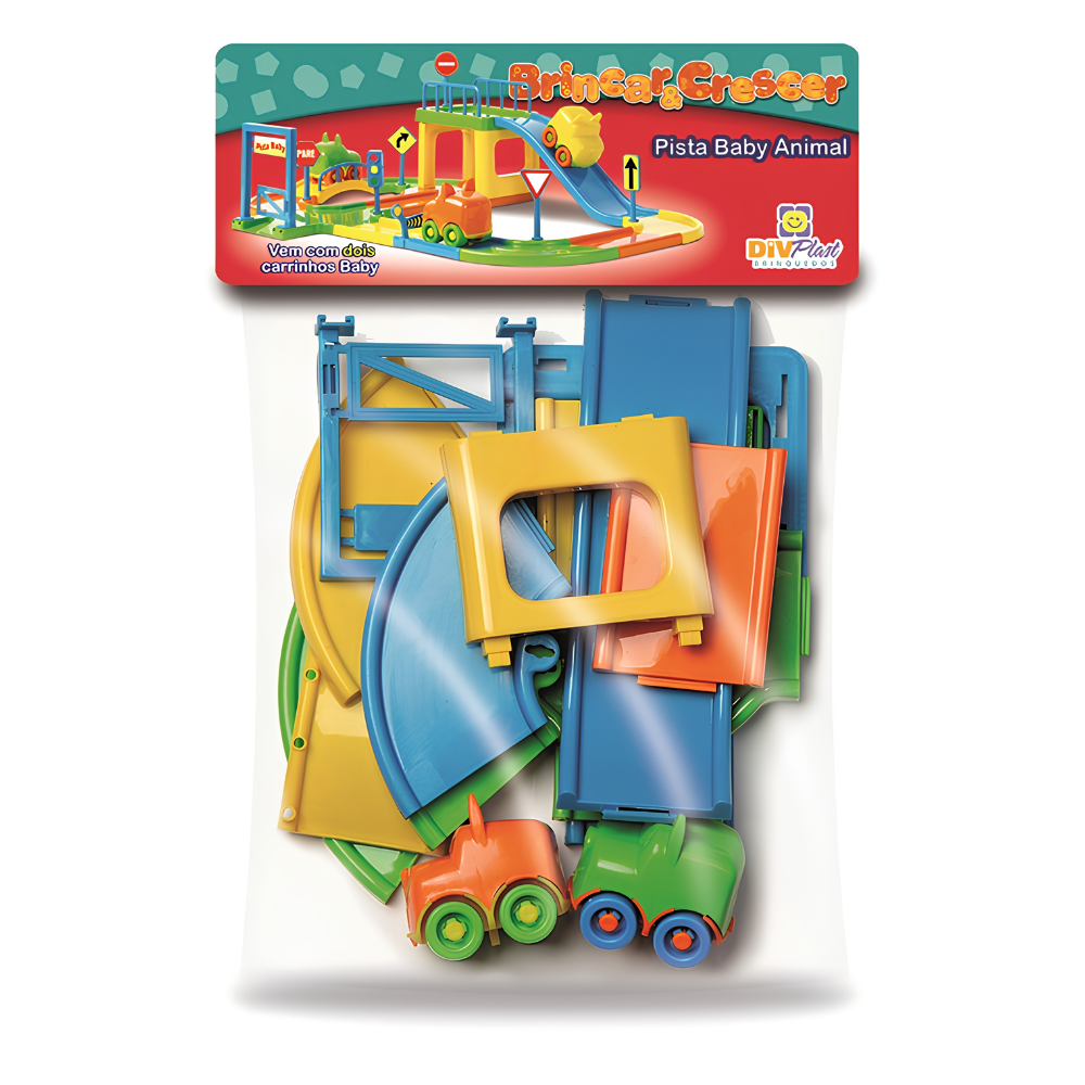 Pista Baby Animal com 2 Carrinhos Divplast