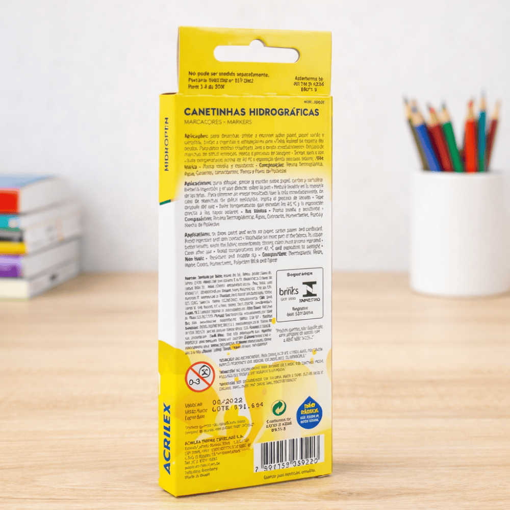 Canetinha Hidrografica 06 Cores Acrilex