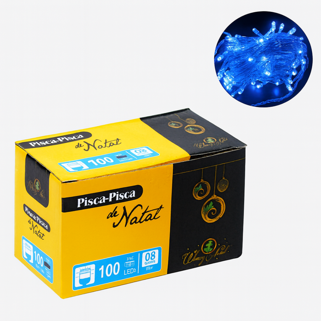 Cascata LED 100 Luzes Azul 127V 2,3 Metros Wincy
