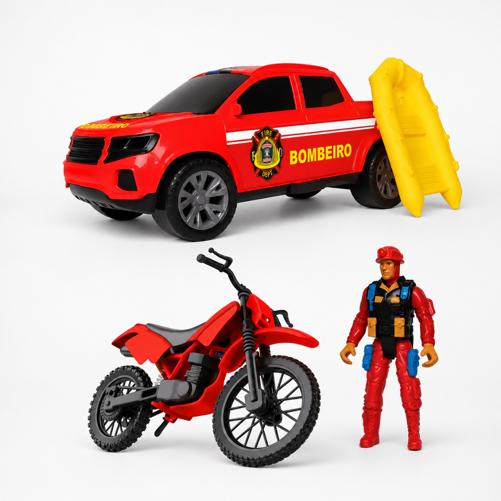 Kit Resgate Bombeiro Samba Toys