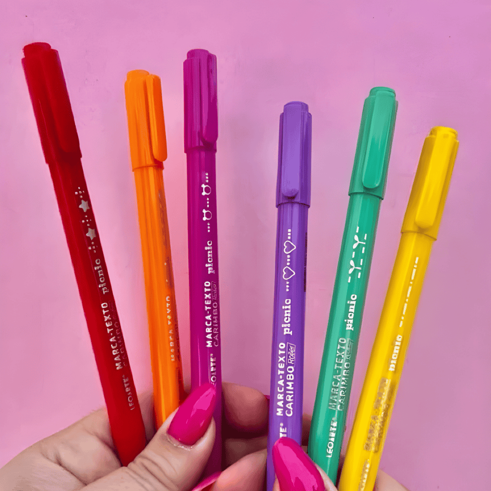 Marca Texto Carimbo Roller Picnic 6 Cores Leo E Leo