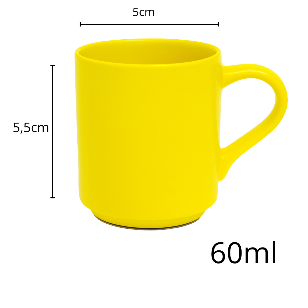 Xicara Cafe Canequinha 60Ml Lisa Amarela Horacilio