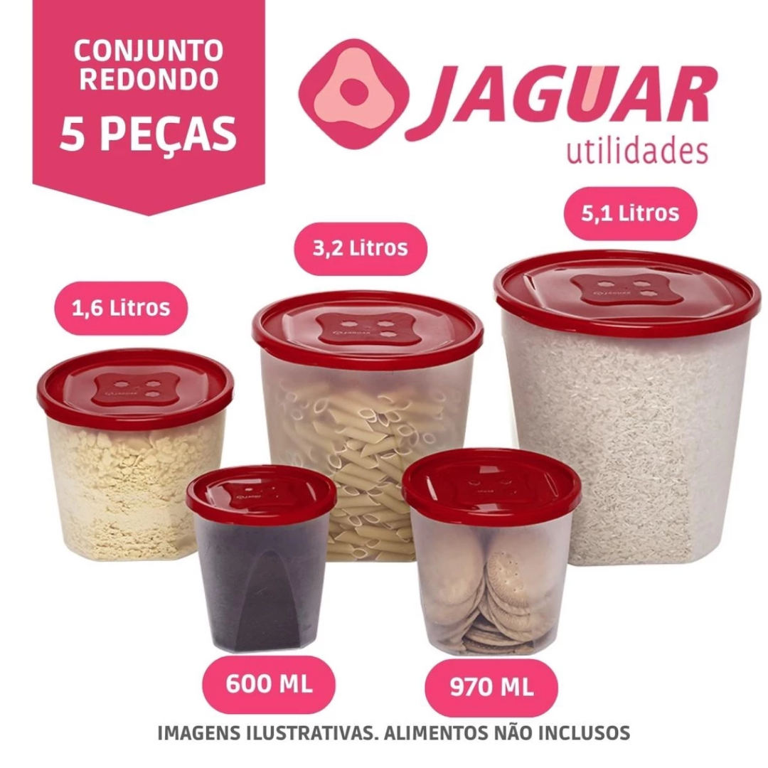 Conjunto Pote Mantimento Redondo Jaguar