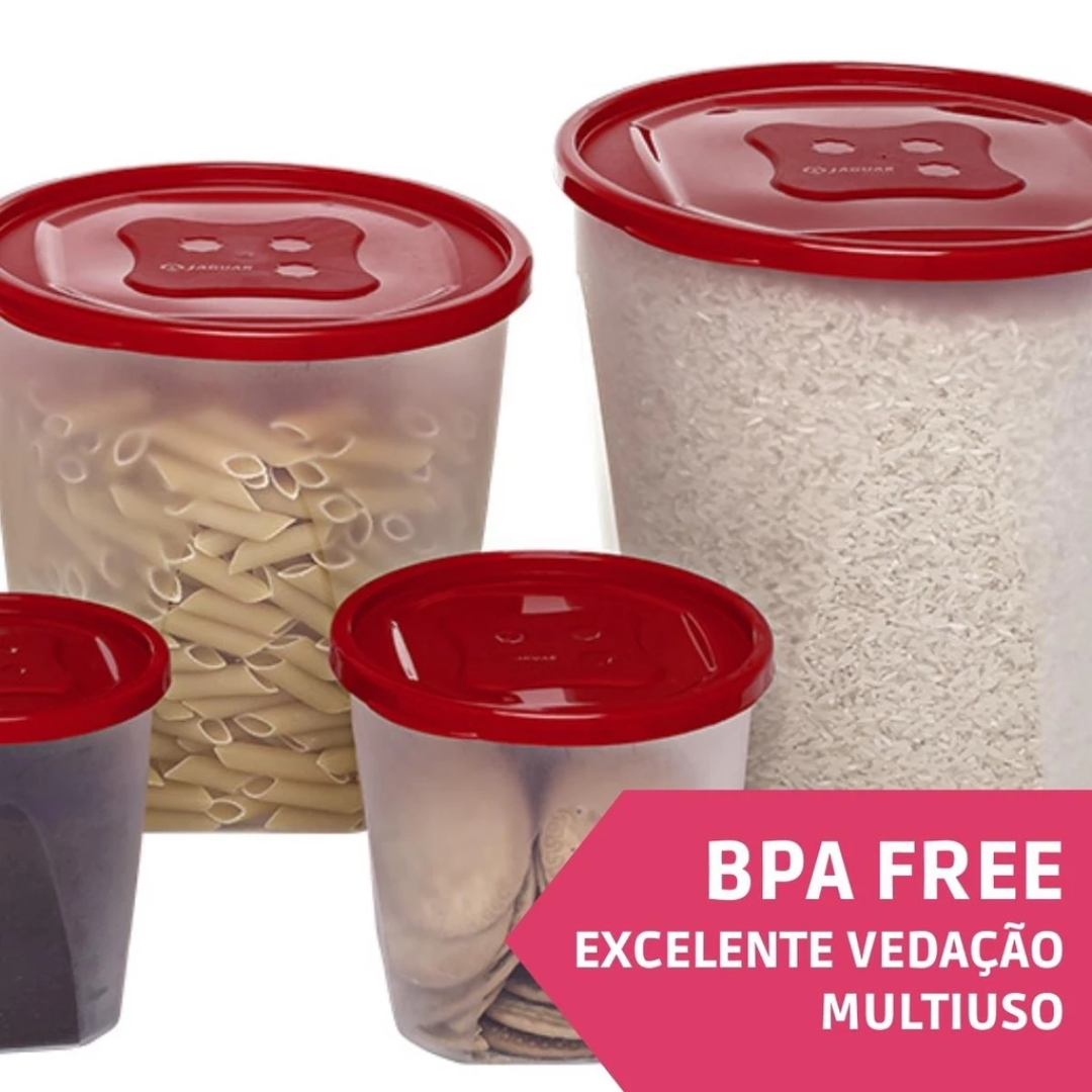 Conjunto Pote Mantimento Redondo Jaguar