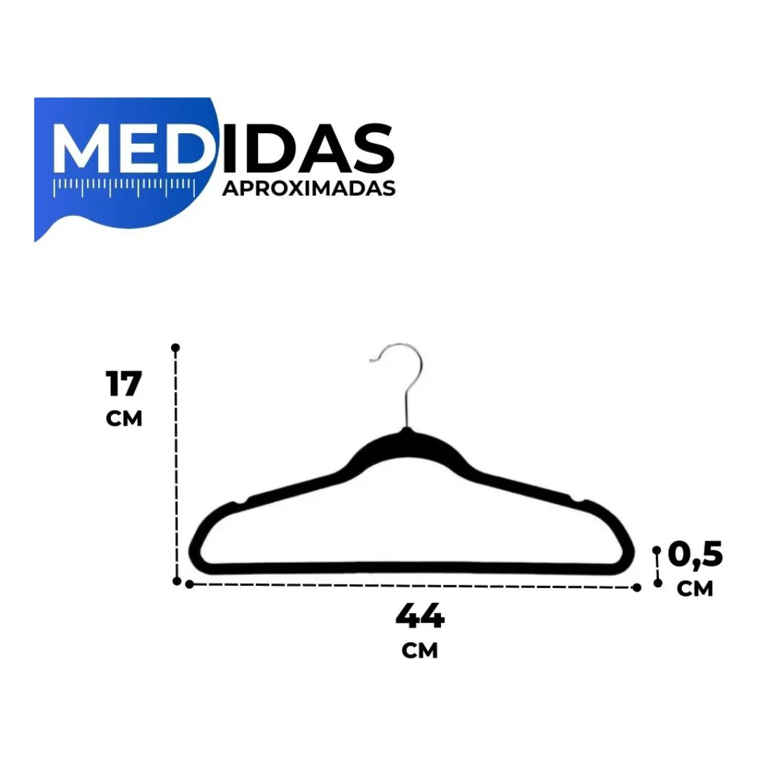 Cabide Veludo Preto 3Pcs Fafa