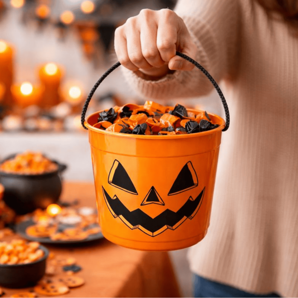 Baldinho C/Alça Cordão Halloween Laranja 1Lt