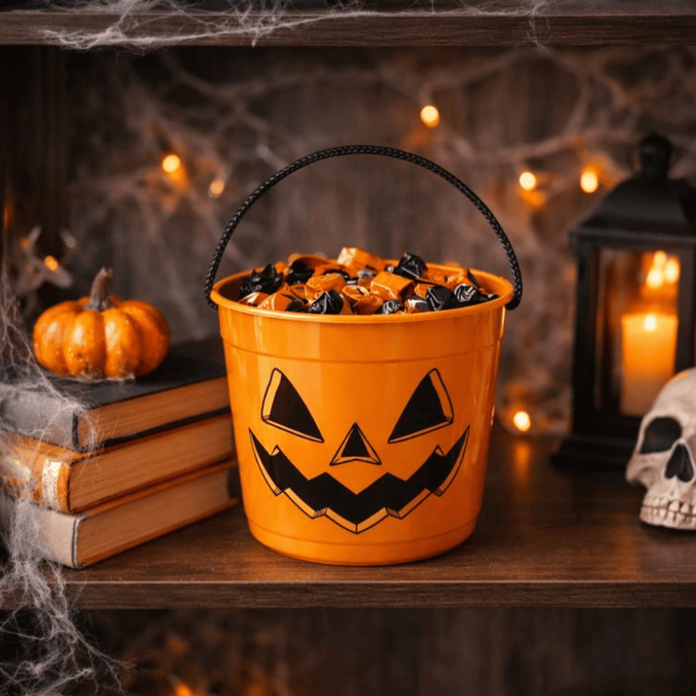 Baldinho Com Alça De Cordão Halloween Laranja 3L