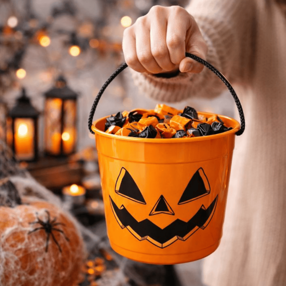 Baldinho Com Alça De Cordão Halloween Laranja 3L